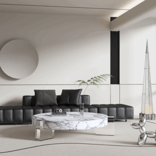100% Natural Marble Stone Furniture Customized Coffee Table Carara white natural marble round coffee table natural stone furniture luxury custom - Image 3