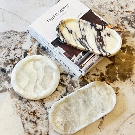 2024 Hot Selling Luxury Stone Tray Home Decorative Calacatta Viola Marble Square Catchall Tray Marble Artware