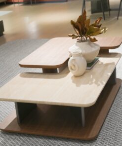 A supplier of luxury marble and jade stone dining tables paired with solid wood coffee tables
