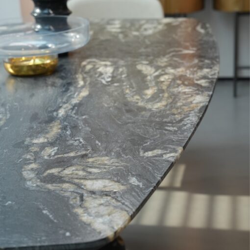 Amazon Green Marble Stone Furniture Top Dining Table Set Stainless Steel Base Dining Table China Yunfu Factory Price – Image 4