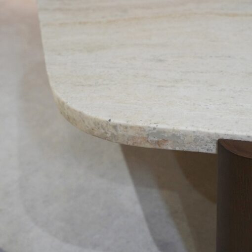 Popular Beige Hexagonal Stone Furniture Vintage Coffee Table Wooden legs Living Room China – Image 5