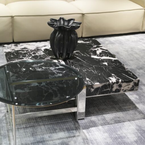 ⁦Black Bvlgari marble indoor coffee table furniture factory production wholesale price⁩ - الصورة ⁦2⁩