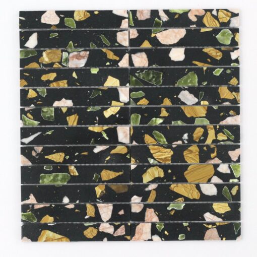 Black Terrazzo Stone Mosaic toilet kitchen backsplash tile China factory wholesaler