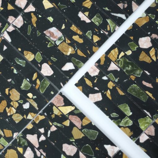 Black Terrazzo Stone Mosaic toilet kitchen backsplash tile China factory wholesaler – Image 2