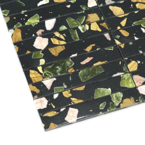 Black Terrazzo Stone Mosaic toilet kitchen backsplash tile China factory wholesaler – Image 3