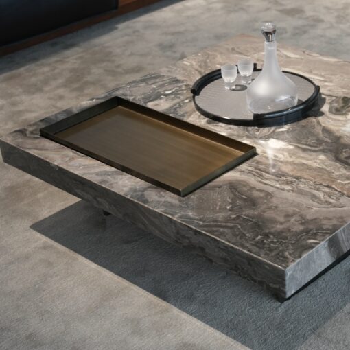 Caesar grey marble coffee table, square storage tray, living room coffee table