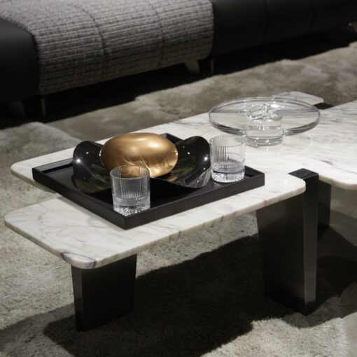 ⁦Carrara white marble side table, modern, simple and irregular center stone coffee table⁩ - الصورة ⁦2⁩