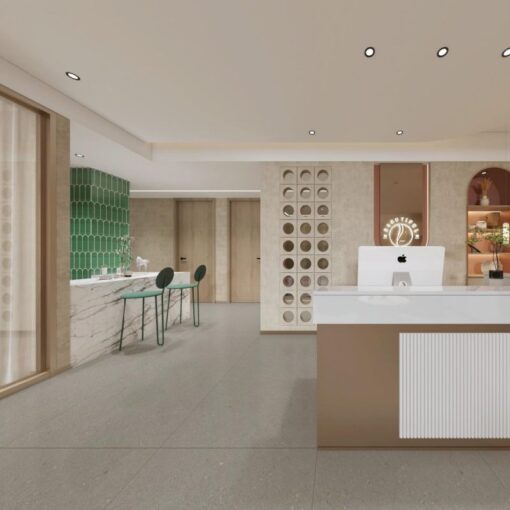 ⁦Creamy grey terrazzo stone hotel project floor tile⁩ - الصورة ⁦4⁩