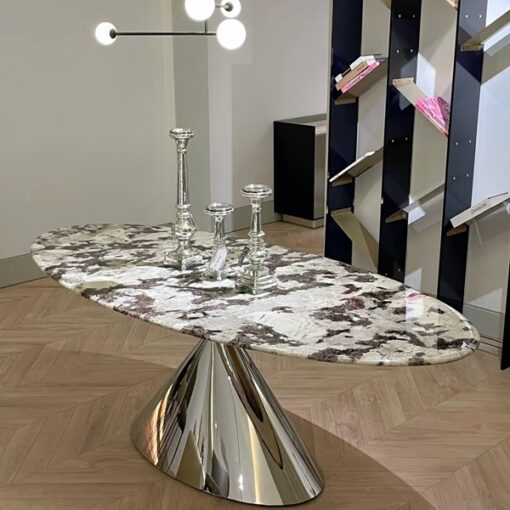 Custom made Modern luxury stone Stone Table Dining Table Restaurant Hotel small round table office simple reception desk - Image 2
