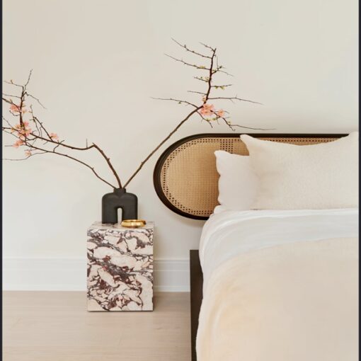 Custom natural stone Design wholesale price corner side table Calacatta Marble Plinth Block Tall End Table