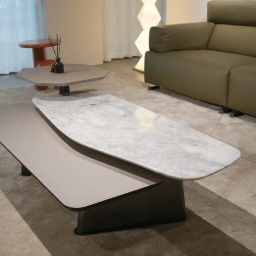 Customized Elegant Stone Furniture Factory price Living Room Modern Center Table Marble Surface Stainless Steel frame Coffee Table