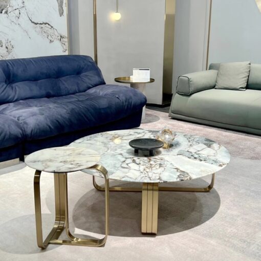 Customized Furniture Stone Table Natural Stone Coffee Table Marble Living Room Center Table Round Foshan Manufacturer Stone Furniture