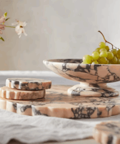 Customized Luxury Marble Stone Bowl Fruit Tray Home Ornament Marble Serving Bowl Business Gift Calacatta Viola Marble Fruit Bowl