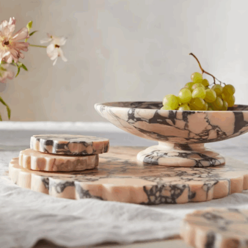 Customized Luxury Marble Stone Bowl Fruit Tray Home Ornament Marble Serving Bowl Business Gift Calacatta Viola Marble Fruit Bowl