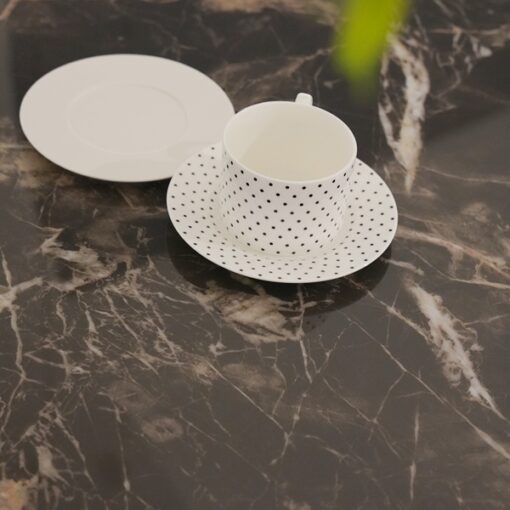 Customized Luxury Oval Shape Stone Table Marble Top Dining Table With Stainless Steel Round Base For Dining Room - Image 5