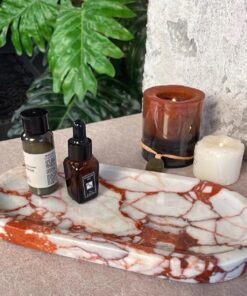 Customized Natural Stone Marble Oval Tray Home Decorations Stone Storage Serving Tray Calacatta Marble Trays