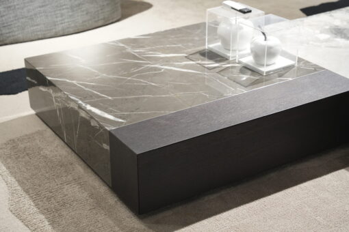 New Nordic Design Stone Table Luxury Marble Square Shape Wood Coffee Table Modern Coffee Table - Imagen 8