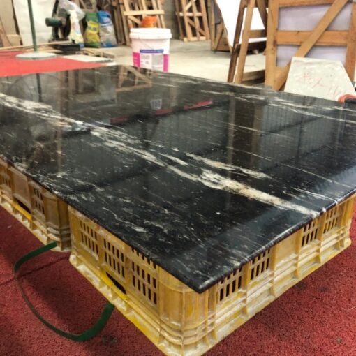 ⁦Dark Blue Marble Stone Dining Table top China Yunfu stone processing factory wholesale price⁩ - الصورة ⁦2⁩