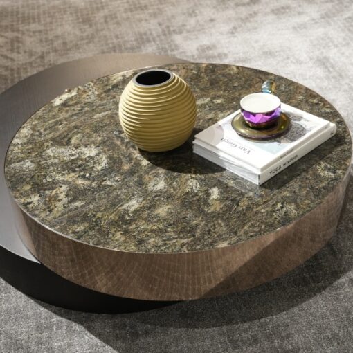 Design Italian Stone Table Modern Custom Wood Metal Frame Brown Lift Coffee Side Table Tea Table Coffee Side Table For Living Room