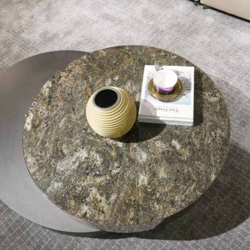Design Italian Stone Table Modern Custom Wood Metal Frame Brown Lift Coffee Side Table Tea Table Coffee Side Table For Living Room - Image 2