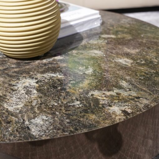 Design Italian Stone Table Modern Custom Wood Metal Frame Brown Lift Coffee Side Table Tea Table Coffee Side Table For Living Room - Image 3