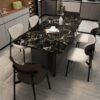 Elegant Design Italian Luxury Stone Table Marble Top Dining Room Table Set Stainless Steel Luxury Dining Table Set