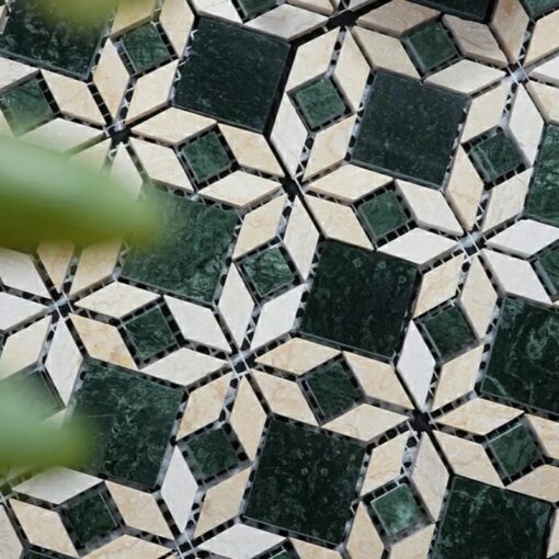 Emerald stone mosaic Waterjet cut Bathroom Tiles