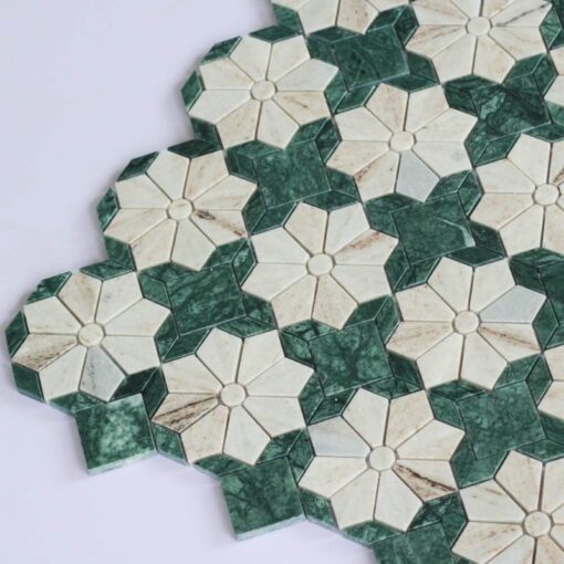 Flower Waterjet cut stone mosaic Marble Floor & Wall Tiles