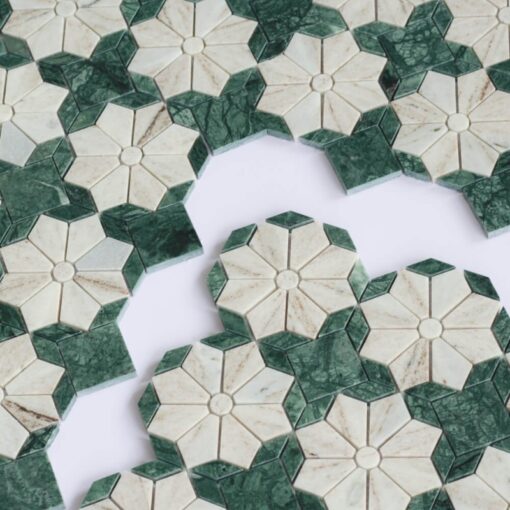 Flower Waterjet cut stone mosaic Marble Floor & Wall Tiles – Image 3