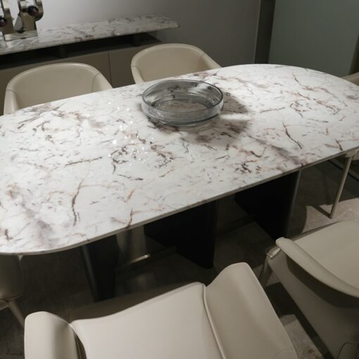High Quality Stone Table Modern Luxury Furnitures Dinners Table Dining Room Set Marble Stone Marble Dinning Table Set With 6 Chairs - Image 3