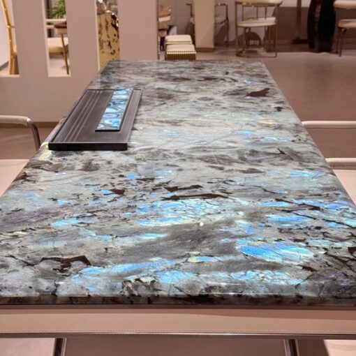 High-end Luxury Stone Table Blue Jadeite Marble Customized  Marble Top Tea Table Coffee Table For villa Living room Hotel decoration - Image 2