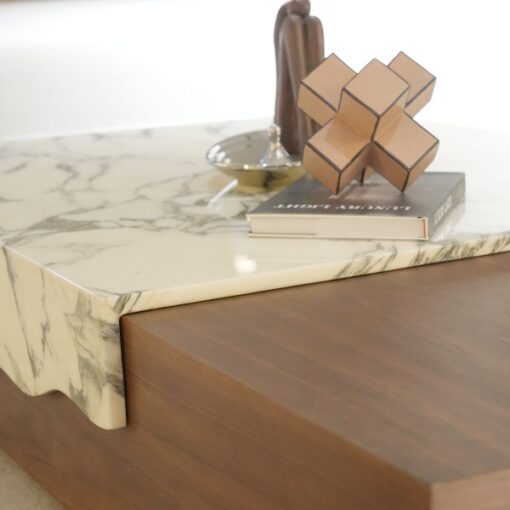 Italian Design Hotel Luxury Stone Furniture Rectangle Coffee Table Set Wooden Legs Marble top Home Living Room Competitive Price – Image 4