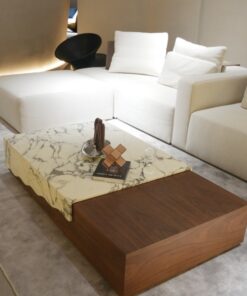 Italian Design Hotel Luxury Stone Furniture Rectangle Coffee Table Set Wooden Legs Marble top Home Living Room Competitive Price