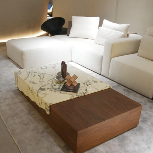 Italian Design Hotel Luxury Stone Furniture Rectangle Coffee Table Set Wooden Legs Marble top Home Living Room Competitive Price