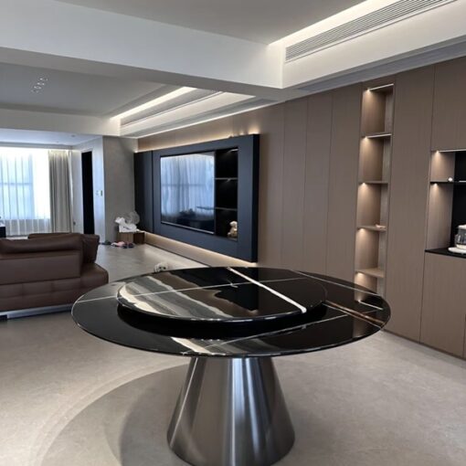 Italian Luxury Stone Table Stone Dining Table Black Gold Marble for Apartment Metal Material for Home Furniture Dining Table