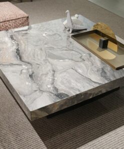 Italian Modern Design Stone Table Living Room Coffee Table With Rock Plate Top With Metal Legs Hotel Villa Apartment Side Tab