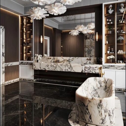 Italian interior Luxury Bathroom Stone Furniture Bvlgari Marble Stone Bathtub Natural Stone Bathroom Decor Countertop Bath Tubs For Bathroom