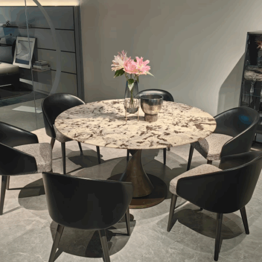 Italian interior new design Stone Furniture Marble Stainless Steel Dining Table Round Dinning Table Set Dining Room Furniture