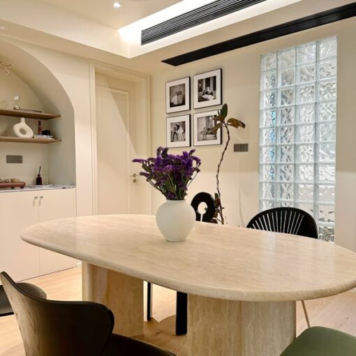 Light luxury Stone Table Stone round travertine console tables nordic modern design night stand side table Living Room marble coffee tables
