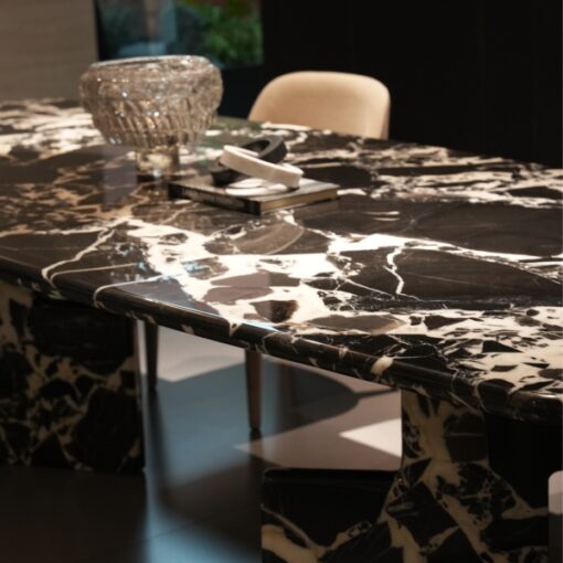 Luxury Black Natural Marble Stone Furniture Dining Table Home Marble Dining Table Fashionable Dining Tables – Image 2