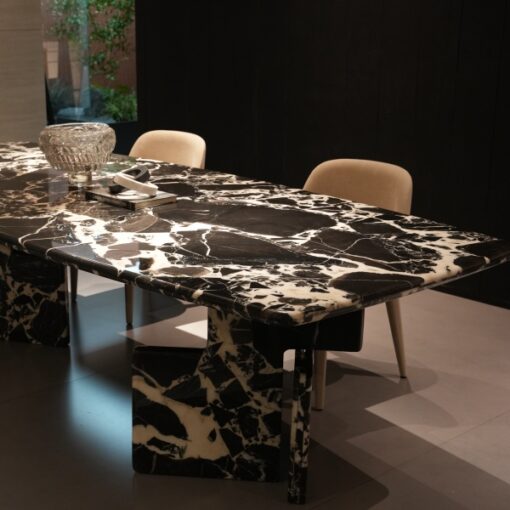 Luxury Black Natural Marble Stone Furniture Dining Table Home Marble Dining Table Fashionable Dining Tables