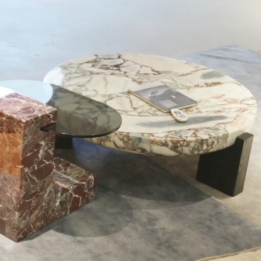 Luxury Italian Stone Table White Round Nesting Coffee Table Table Glass Marble Top Combination Custom Made Living Room Side Tables – Image 3