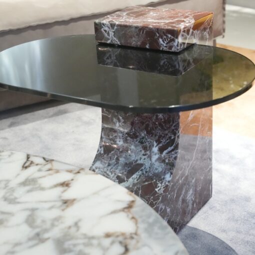 Luxury Italian Stone Table White Round Nesting Coffee Table Table Glass Marble Top Combination Custom Made Living Room Side Tables – Image 2