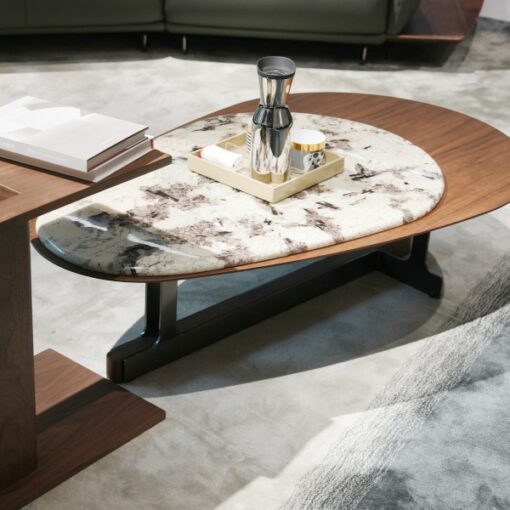 Luxury Minimalist Stone Table Marble Coffee Table Modern Living Room Wooden Combination Bedroom Table – Image 3