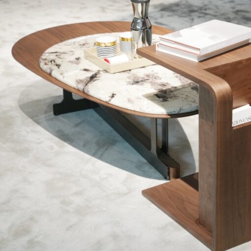 Luxury Minimalist Stone Table Marble Coffee Table Modern Living Room Wooden Combination Bedroom Table