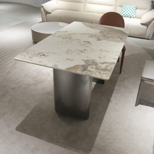 Luxury Rectangle High Quality  Stone Table Dining Table with 2 Legs Stainless Steel Black Titanium for Home Use Dining Room Furniture - Image 3