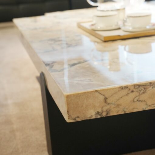 Luxury Square Stone Table Modern Design Living Room Furniture Design Marble Top Wood Leg Coffee Table Set - Imagen 3
