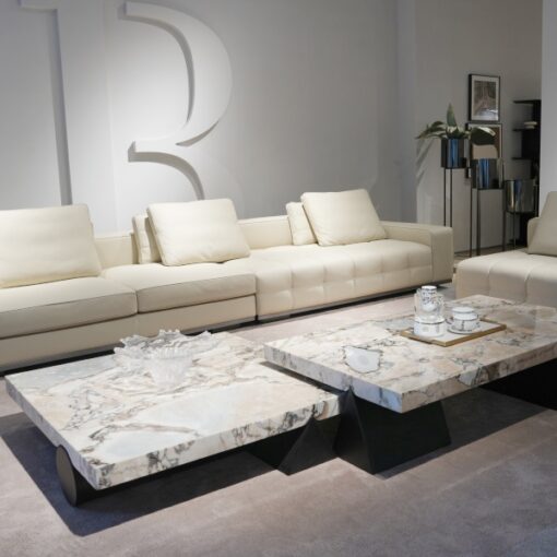 Luxury Square Stone Table Modern Design Living Room Furniture Design Marble Top Wood Leg Coffee Table Set - Imagen 2