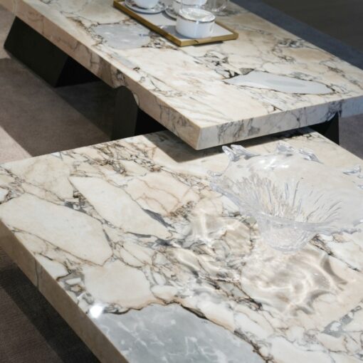 Luxury Square Stone Table Modern Design Living Room Furniture Design Marble Top Wood Leg Coffee Table Set - Imagen 6