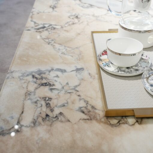 Luxury Square Stone Table Modern Design Living Room Furniture Design Marble Top Wood Leg Coffee Table Set - Imagen 4